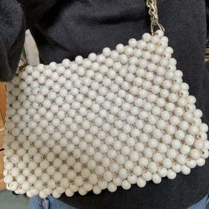 Vintage 60's white beaded purse